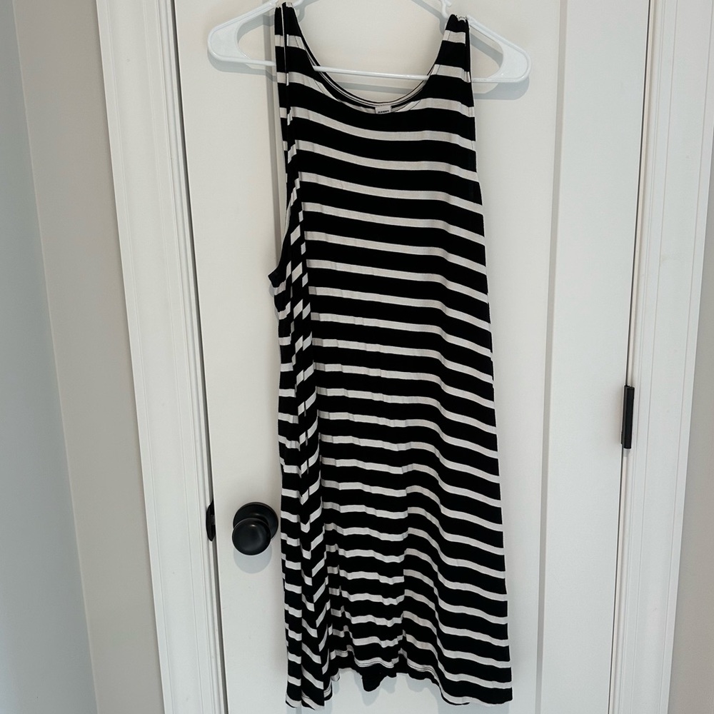Old Navy Black & White Striped Tank Dress